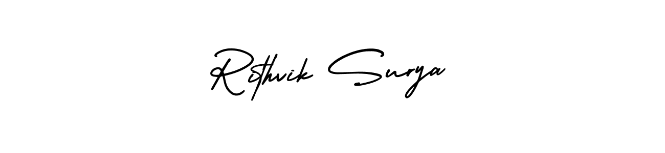 It looks lik you need a new signature style for name Rithvik Surya. Design unique handwritten (AmerikaSignatureDemo-Regular) signature with our free signature maker in just a few clicks. Rithvik Surya signature style 3 images and pictures png