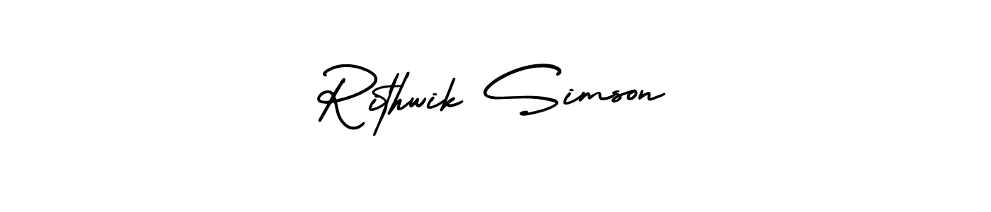 How to make Rithwik Simson signature? AmerikaSignatureDemo-Regular is a professional autograph style. Create handwritten signature for Rithwik Simson name. Rithwik Simson signature style 3 images and pictures png