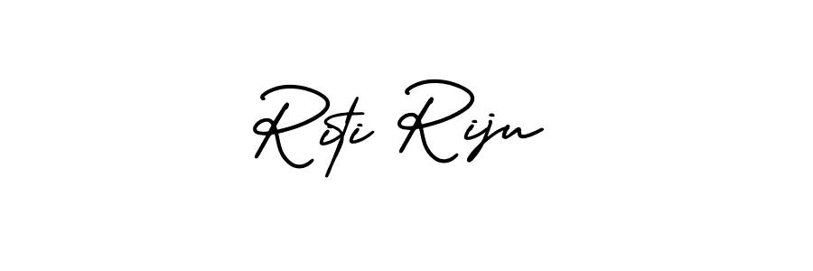 You should practise on your own different ways (AmerikaSignatureDemo-Regular) to write your name (Riti Riju) in signature. don't let someone else do it for you. Riti Riju signature style 3 images and pictures png