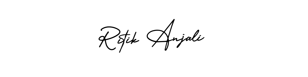 The best way (AmerikaSignatureDemo-Regular) to make a short signature is to pick only two or three words in your name. The name Ritik Anjali include a total of six letters. For converting this name. Ritik Anjali signature style 3 images and pictures png