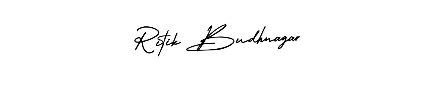 Also You can easily find your signature by using the search form. We will create Ritik Budhnagar name handwritten signature images for you free of cost using AmerikaSignatureDemo-Regular sign style. Ritik Budhnagar signature style 3 images and pictures png