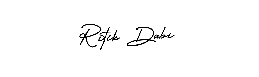You should practise on your own different ways (AmerikaSignatureDemo-Regular) to write your name (Ritik Dabi) in signature. don't let someone else do it for you. Ritik Dabi signature style 3 images and pictures png
