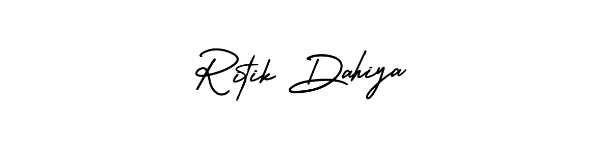 How to make Ritik Dahiya name signature. Use AmerikaSignatureDemo-Regular style for creating short signs online. This is the latest handwritten sign. Ritik Dahiya signature style 3 images and pictures png
