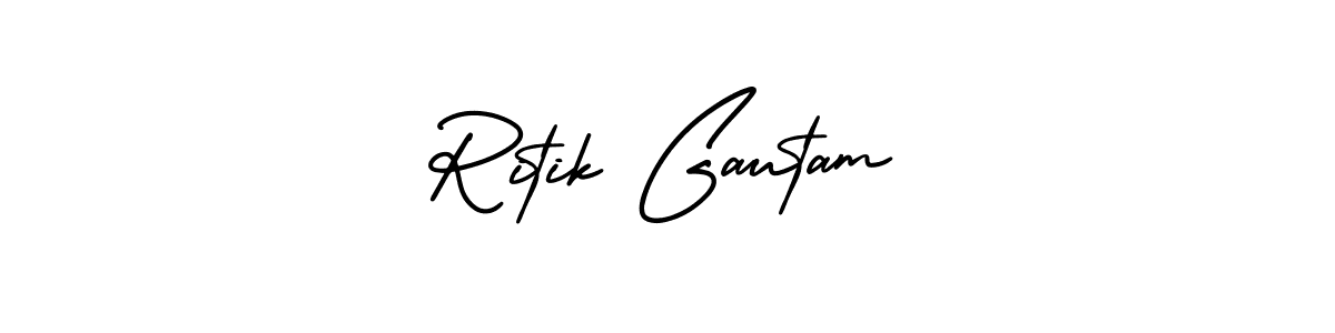AmerikaSignatureDemo-Regular is a professional signature style that is perfect for those who want to add a touch of class to their signature. It is also a great choice for those who want to make their signature more unique. Get Ritik Gautam name to fancy signature for free. Ritik Gautam signature style 3 images and pictures png