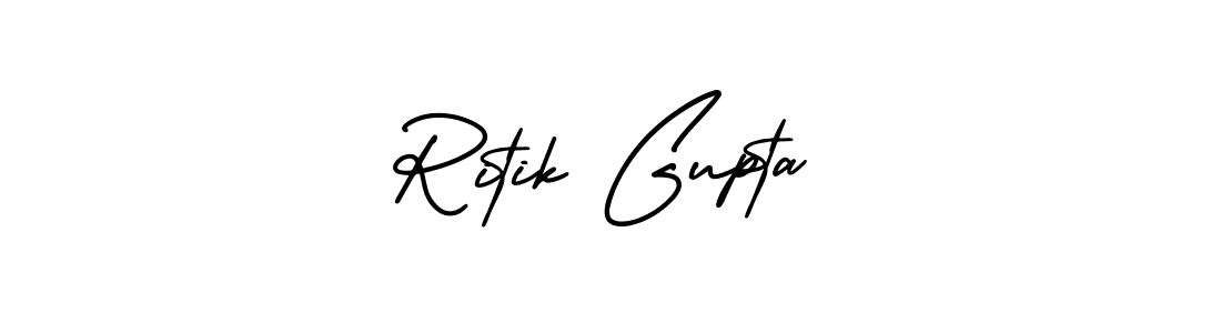 The best way (AmerikaSignatureDemo-Regular) to make a short signature is to pick only two or three words in your name. The name Ritik Gupta include a total of six letters. For converting this name. Ritik Gupta signature style 3 images and pictures png