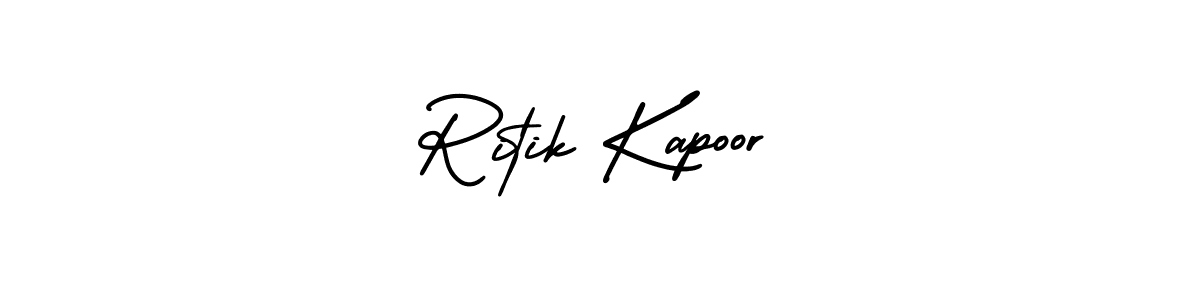 This is the best signature style for the Ritik Kapoor name. Also you like these signature font (AmerikaSignatureDemo-Regular). Mix name signature. Ritik Kapoor signature style 3 images and pictures png