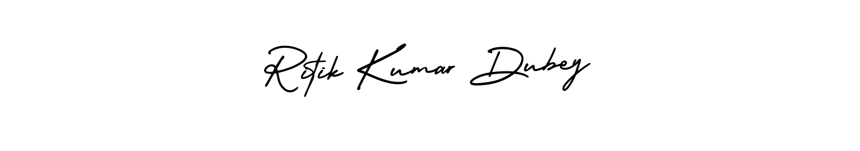 The best way (AmerikaSignatureDemo-Regular) to make a short signature is to pick only two or three words in your name. The name Ritik Kumar Dubey include a total of six letters. For converting this name. Ritik Kumar Dubey signature style 3 images and pictures png