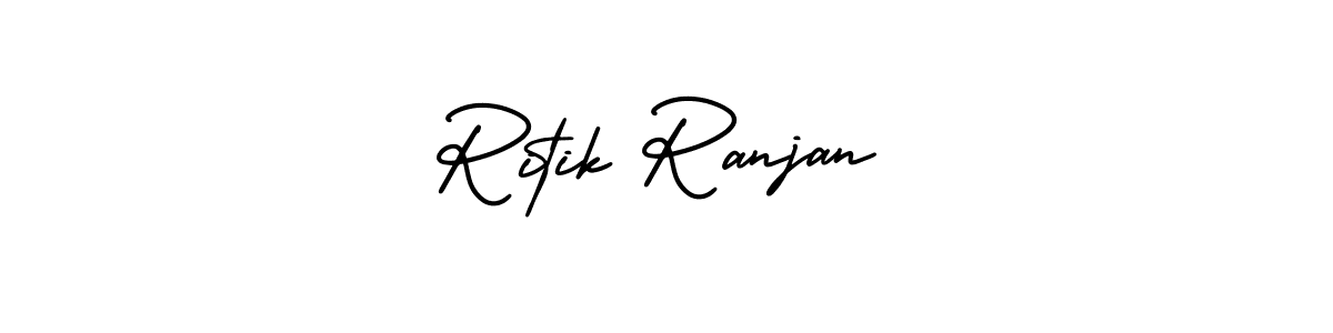 The best way (AmerikaSignatureDemo-Regular) to make a short signature is to pick only two or three words in your name. The name Ritik Ranjan include a total of six letters. For converting this name. Ritik Ranjan signature style 3 images and pictures png