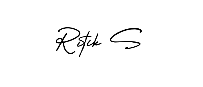 if you are searching for the best signature style for your name Ritik S. so please give up your signature search. here we have designed multiple signature styles  using AmerikaSignatureDemo-Regular. Ritik S signature style 3 images and pictures png