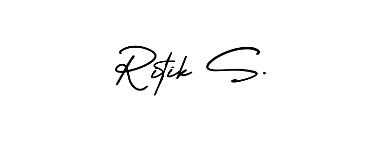 if you are searching for the best signature style for your name Ritik S.. so please give up your signature search. here we have designed multiple signature styles  using AmerikaSignatureDemo-Regular. Ritik S. signature style 3 images and pictures png