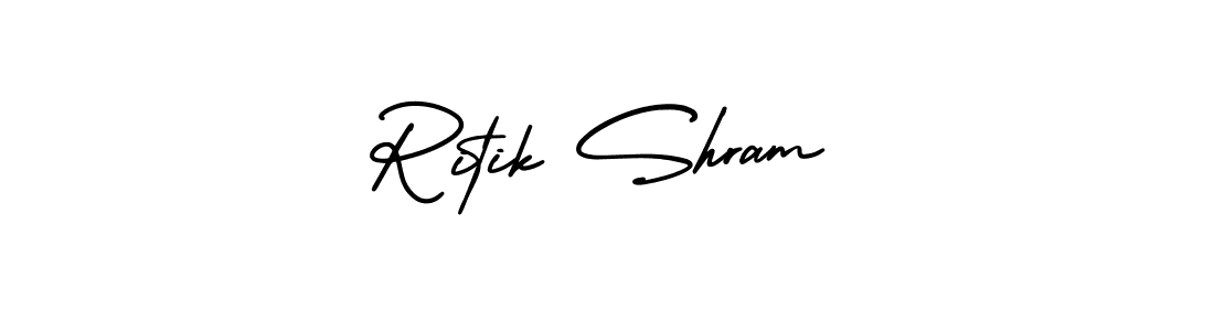 Ritik Shram stylish signature style. Best Handwritten Sign (AmerikaSignatureDemo-Regular) for my name. Handwritten Signature Collection Ideas for my name Ritik Shram. Ritik Shram signature style 3 images and pictures png