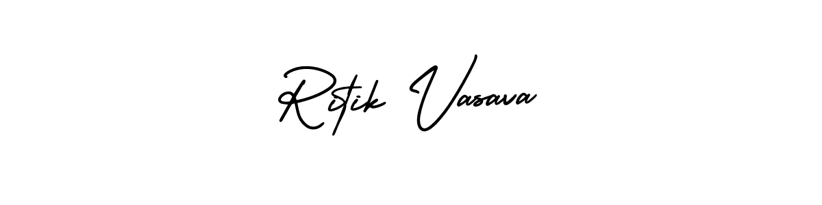 Use a signature maker to create a handwritten signature online. With this signature software, you can design (AmerikaSignatureDemo-Regular) your own signature for name Ritik Vasava. Ritik Vasava signature style 3 images and pictures png