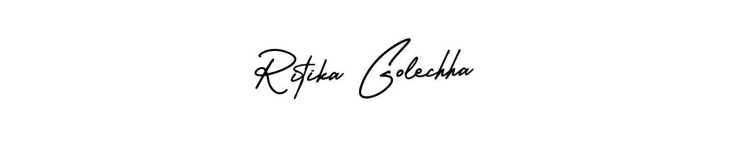 How to make Ritika Golechha name signature. Use AmerikaSignatureDemo-Regular style for creating short signs online. This is the latest handwritten sign. Ritika Golechha signature style 3 images and pictures png
