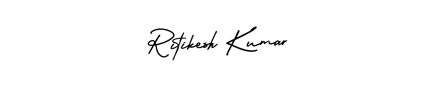This is the best signature style for the Ritikesh Kumar name. Also you like these signature font (AmerikaSignatureDemo-Regular). Mix name signature. Ritikesh Kumar signature style 3 images and pictures png