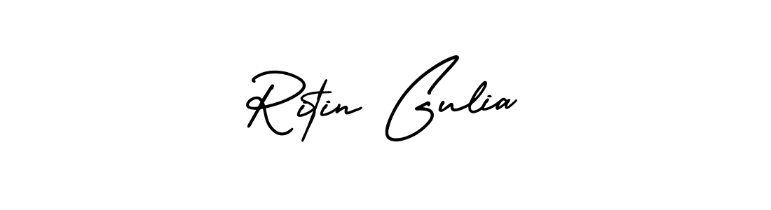 How to make Ritin Gulia name signature. Use AmerikaSignatureDemo-Regular style for creating short signs online. This is the latest handwritten sign. Ritin Gulia signature style 3 images and pictures png