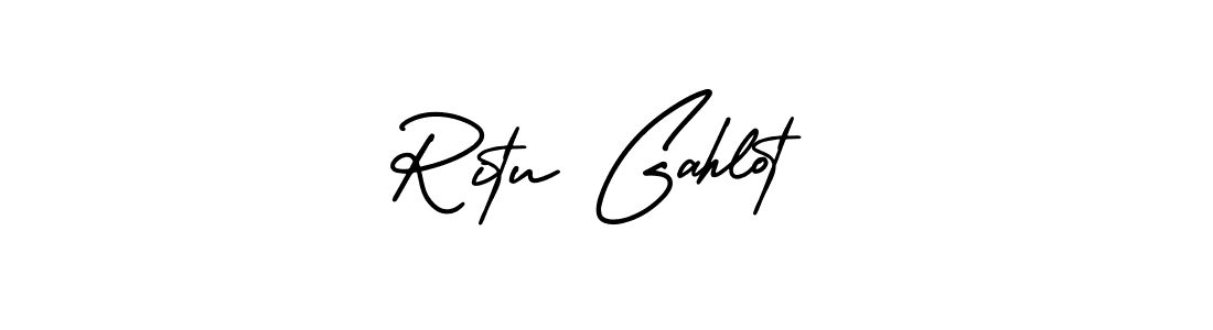 The best way (AmerikaSignatureDemo-Regular) to make a short signature is to pick only two or three words in your name. The name Ritu Gahlot include a total of six letters. For converting this name. Ritu Gahlot signature style 3 images and pictures png