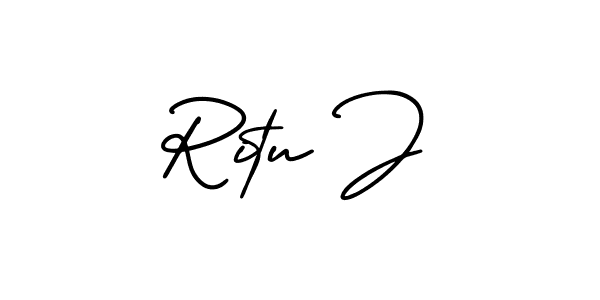 Best and Professional Signature Style for Ritu J. AmerikaSignatureDemo-Regular Best Signature Style Collection. Ritu J signature style 3 images and pictures png