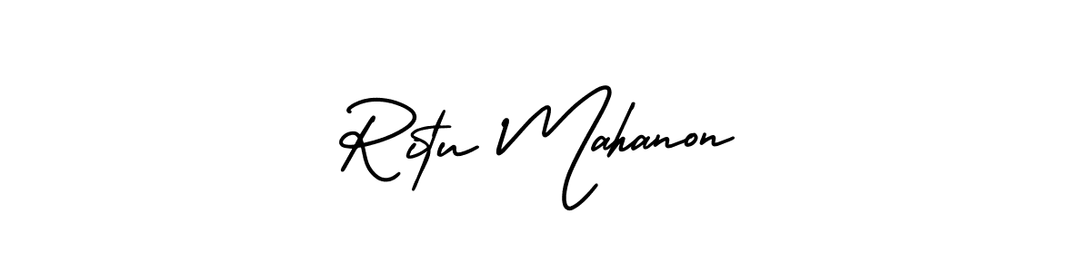 Create a beautiful signature design for name Ritu Mahanon. With this signature (AmerikaSignatureDemo-Regular) fonts, you can make a handwritten signature for free. Ritu Mahanon signature style 3 images and pictures png