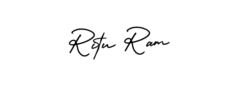 You should practise on your own different ways (AmerikaSignatureDemo-Regular) to write your name (Ritu Ram) in signature. don't let someone else do it for you. Ritu Ram signature style 3 images and pictures png