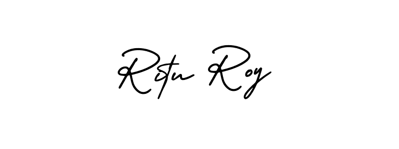 The best way (AmerikaSignatureDemo-Regular) to make a short signature is to pick only two or three words in your name. The name Ritu Roy include a total of six letters. For converting this name. Ritu Roy signature style 3 images and pictures png