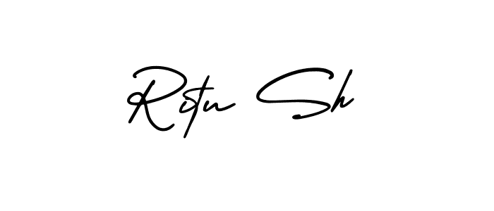 This is the best signature style for the Ritu Sh name. Also you like these signature font (AmerikaSignatureDemo-Regular). Mix name signature. Ritu Sh signature style 3 images and pictures png