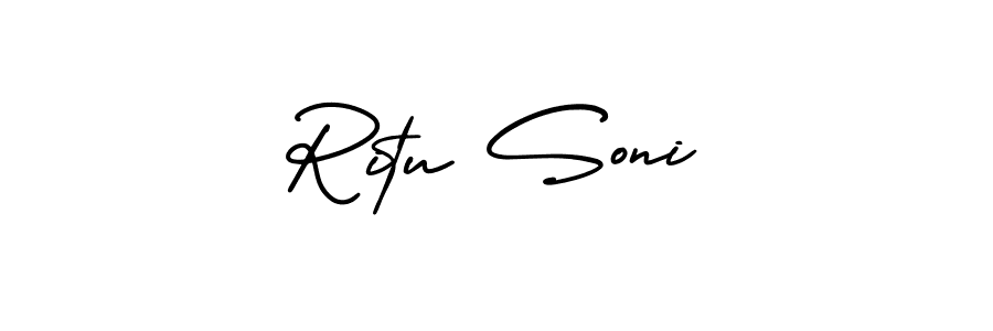 Make a beautiful signature design for name Ritu Soni. With this signature (AmerikaSignatureDemo-Regular) style, you can create a handwritten signature for free. Ritu Soni signature style 3 images and pictures png