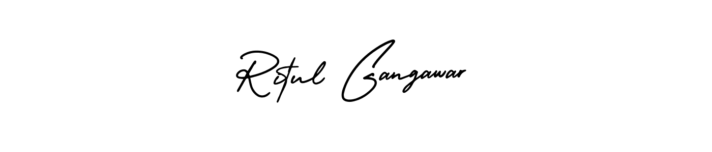 Ritul Gangawar stylish signature style. Best Handwritten Sign (AmerikaSignatureDemo-Regular) for my name. Handwritten Signature Collection Ideas for my name Ritul Gangawar. Ritul Gangawar signature style 3 images and pictures png