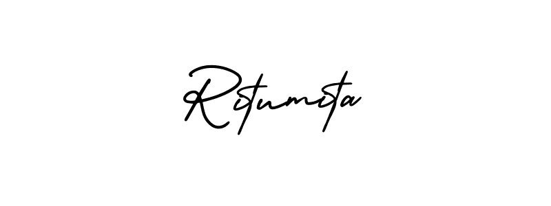 How to make Ritumita name signature. Use AmerikaSignatureDemo-Regular style for creating short signs online. This is the latest handwritten sign. Ritumita signature style 3 images and pictures png