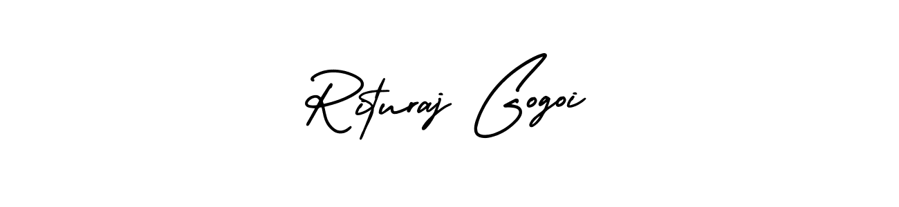 You should practise on your own different ways (AmerikaSignatureDemo-Regular) to write your name (Rituraj Gogoi) in signature. don't let someone else do it for you. Rituraj Gogoi signature style 3 images and pictures png