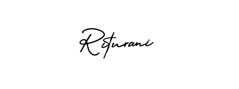 How to make Riturani name signature. Use AmerikaSignatureDemo-Regular style for creating short signs online. This is the latest handwritten sign. Riturani signature style 3 images and pictures png