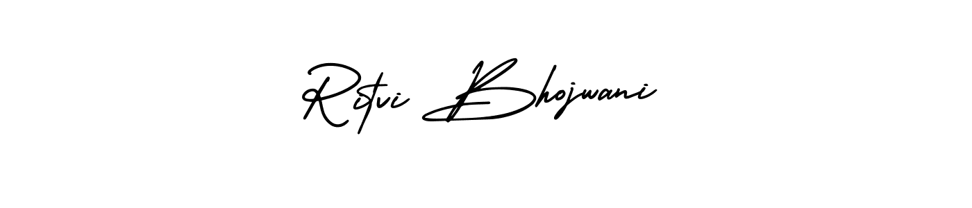 You should practise on your own different ways (AmerikaSignatureDemo-Regular) to write your name (Ritvi Bhojwani) in signature. don't let someone else do it for you. Ritvi Bhojwani signature style 3 images and pictures png