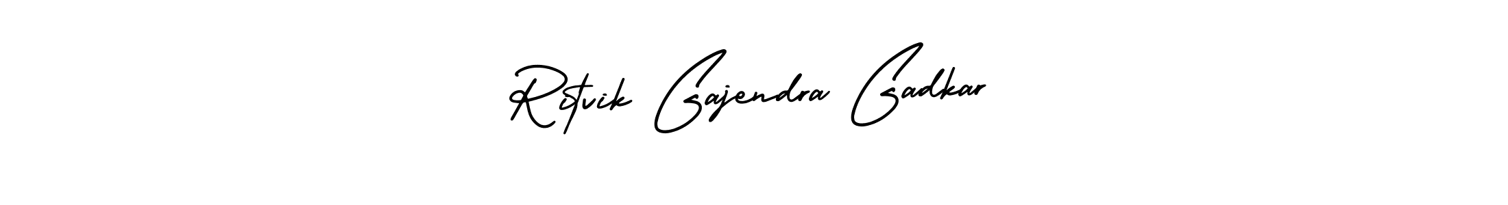 AmerikaSignatureDemo-Regular is a professional signature style that is perfect for those who want to add a touch of class to their signature. It is also a great choice for those who want to make their signature more unique. Get Ritvik Gajendra Gadkar name to fancy signature for free. Ritvik Gajendra Gadkar signature style 3 images and pictures png