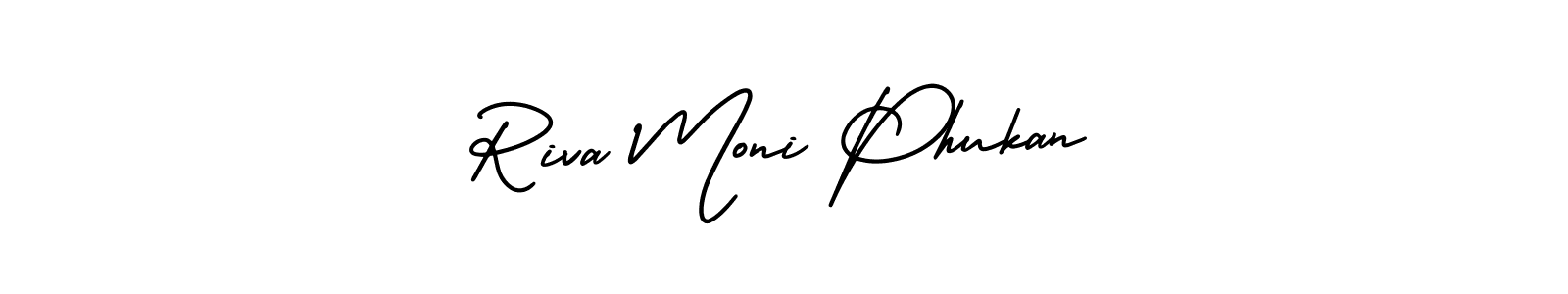 Use a signature maker to create a handwritten signature online. With this signature software, you can design (AmerikaSignatureDemo-Regular) your own signature for name Riva Moni Phukan. Riva Moni Phukan signature style 3 images and pictures png
