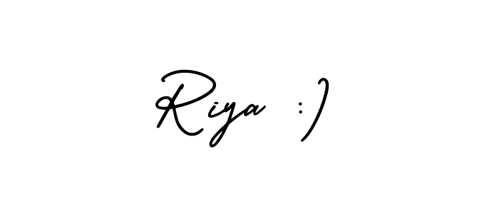 How to make Riya :) signature? AmerikaSignatureDemo-Regular is a professional autograph style. Create handwritten signature for Riya :) name. Riya :) signature style 3 images and pictures png