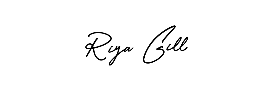 You should practise on your own different ways (AmerikaSignatureDemo-Regular) to write your name (Riya Gill) in signature. don't let someone else do it for you. Riya Gill signature style 3 images and pictures png