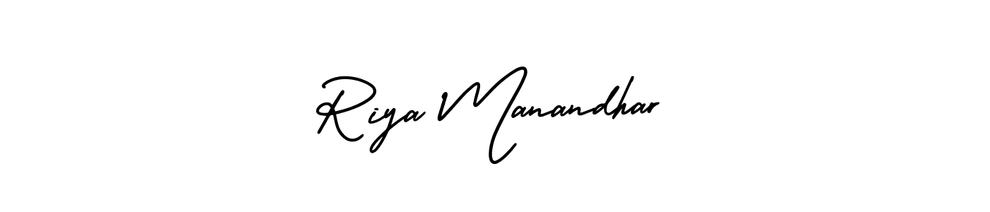 You should practise on your own different ways (AmerikaSignatureDemo-Regular) to write your name (Riya Manandhar) in signature. don't let someone else do it for you. Riya Manandhar signature style 3 images and pictures png