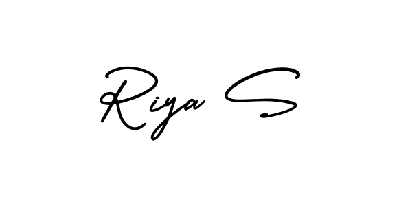 How to make Riya S name signature. Use AmerikaSignatureDemo-Regular style for creating short signs online. This is the latest handwritten sign. Riya S signature style 3 images and pictures png