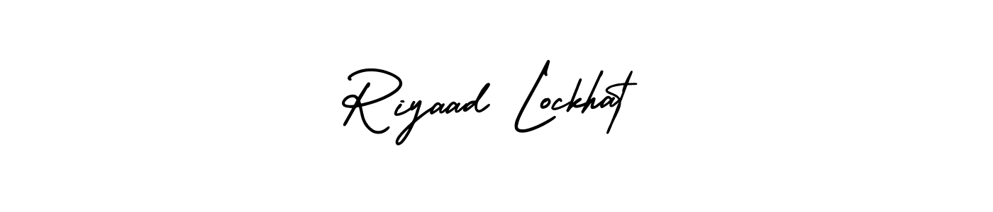 How to make Riyaad Lockhat name signature. Use AmerikaSignatureDemo-Regular style for creating short signs online. This is the latest handwritten sign. Riyaad Lockhat signature style 3 images and pictures png