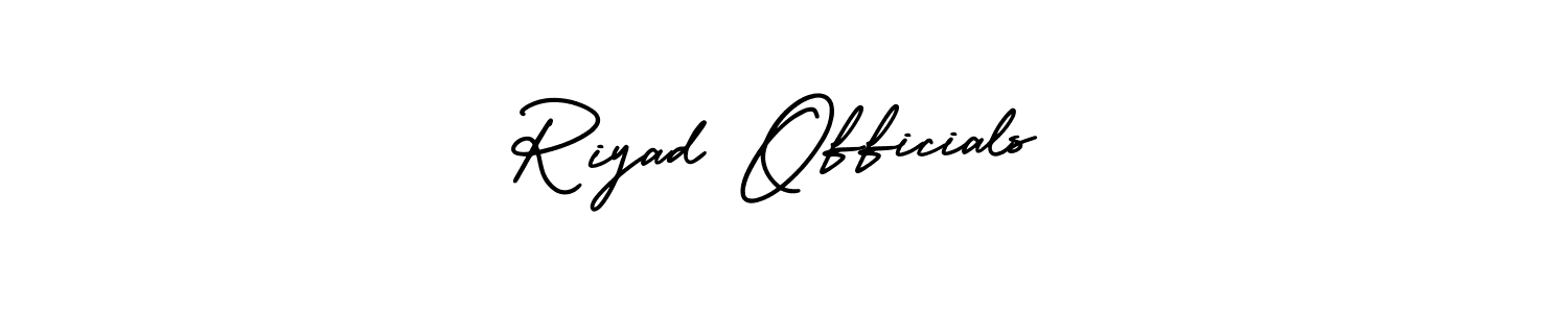 Use a signature maker to create a handwritten signature online. With this signature software, you can design (AmerikaSignatureDemo-Regular) your own signature for name Riyad Officials. Riyad Officials signature style 3 images and pictures png