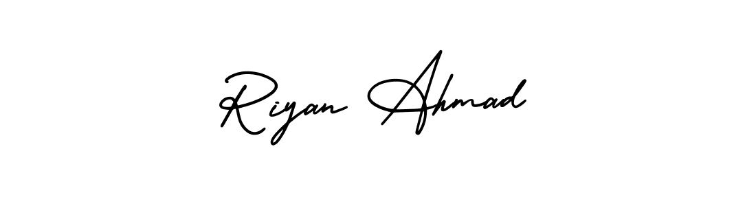 How to make Riyan Ahmad signature? AmerikaSignatureDemo-Regular is a professional autograph style. Create handwritten signature for Riyan Ahmad name. Riyan Ahmad signature style 3 images and pictures png