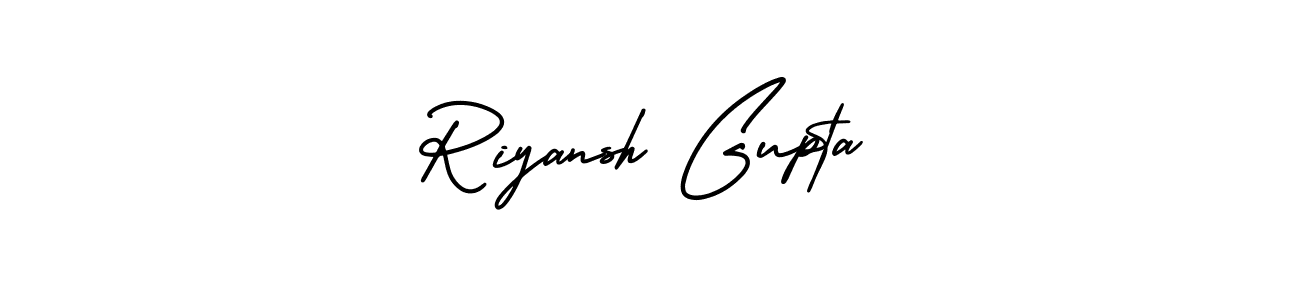 The best way (AmerikaSignatureDemo-Regular) to make a short signature is to pick only two or three words in your name. The name Riyansh Gupta include a total of six letters. For converting this name. Riyansh Gupta signature style 3 images and pictures png