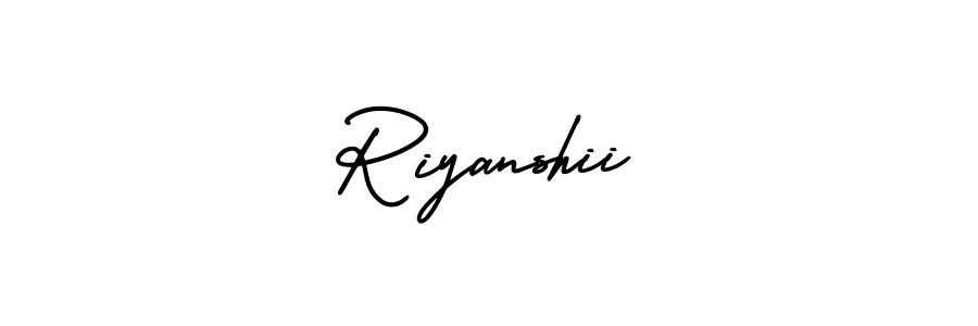 It looks lik you need a new signature style for name Riyanshii. Design unique handwritten (AmerikaSignatureDemo-Regular) signature with our free signature maker in just a few clicks. Riyanshii signature style 3 images and pictures png