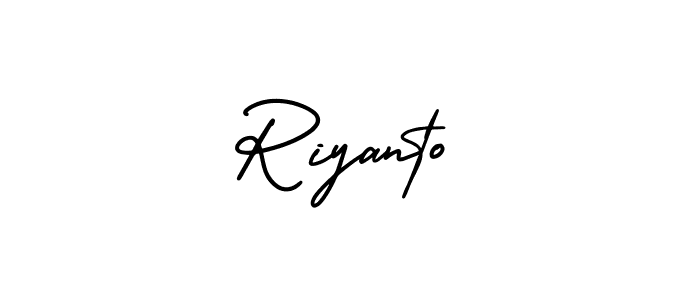 How to make Riyanto name signature. Use AmerikaSignatureDemo-Regular style for creating short signs online. This is the latest handwritten sign. Riyanto signature style 3 images and pictures png