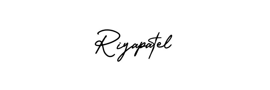 The best way (AmerikaSignatureDemo-Regular) to make a short signature is to pick only two or three words in your name. The name Riyapatel include a total of six letters. For converting this name. Riyapatel signature style 3 images and pictures png