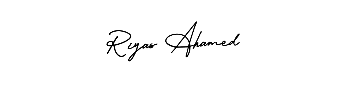 Riyas Ahamed stylish signature style. Best Handwritten Sign (AmerikaSignatureDemo-Regular) for my name. Handwritten Signature Collection Ideas for my name Riyas Ahamed. Riyas Ahamed signature style 3 images and pictures png