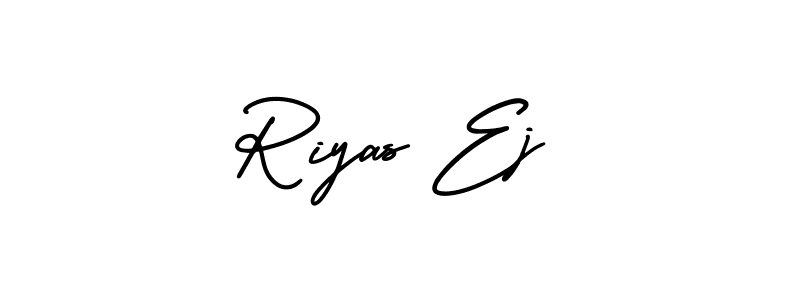 How to make Riyas Ej name signature. Use AmerikaSignatureDemo-Regular style for creating short signs online. This is the latest handwritten sign. Riyas Ej signature style 3 images and pictures png
