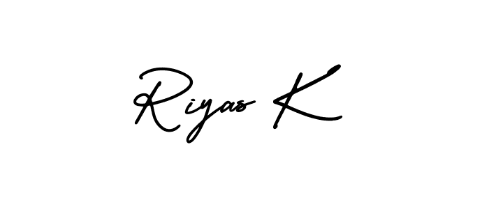 It looks lik you need a new signature style for name Riyas K. Design unique handwritten (AmerikaSignatureDemo-Regular) signature with our free signature maker in just a few clicks. Riyas K signature style 3 images and pictures png