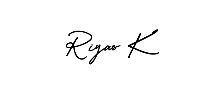 Create a beautiful signature design for name Riyas K. With this signature (AmerikaSignatureDemo-Regular) fonts, you can make a handwritten signature for free. Riyas K signature style 3 images and pictures png