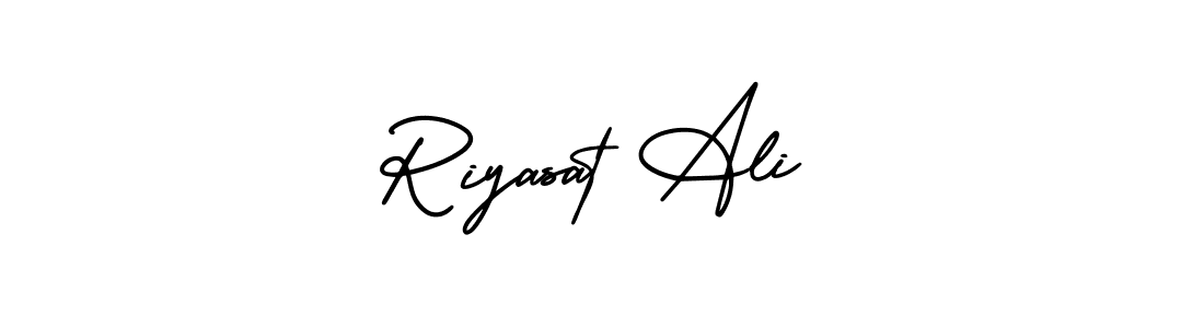 You should practise on your own different ways (AmerikaSignatureDemo-Regular) to write your name (Riyasat Ali) in signature. don't let someone else do it for you. Riyasat Ali signature style 3 images and pictures png