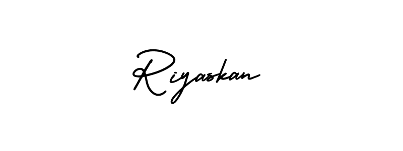 Make a beautiful signature design for name Riyaskan. With this signature (AmerikaSignatureDemo-Regular) style, you can create a handwritten signature for free. Riyaskan signature style 3 images and pictures png